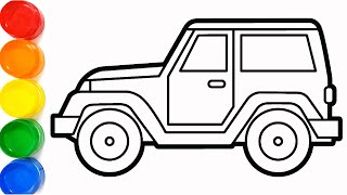 Drawing Jeep Easy | Draw and color Jeep step by step