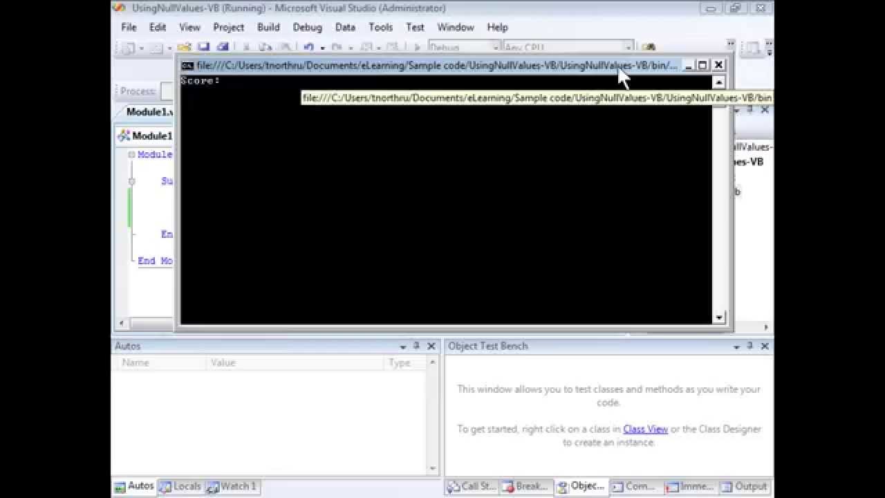 Visual Basic .NET - Working with Null Values in Visual Studio 2010