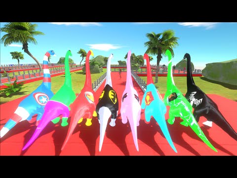 NEW ALL BATMAN & IRONMAN & SUPERMAN BRACHIOSAURUS BATTLE DEATH RUN - Animal Revolt Battle Simulator