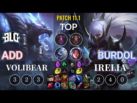 BLG ADD Volibear vs Burdol Irelia Top - KR Patch 11.1