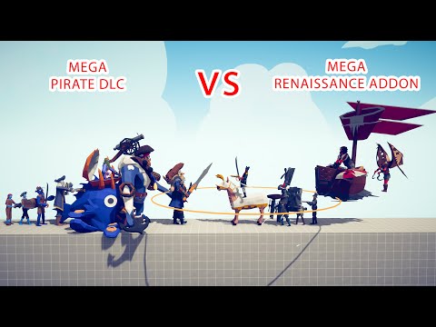 MEGA PIRATE DLC Team vs MEGA RENAISSANCE ADDON Team - Totally Accurate Battle Simulator TABS
