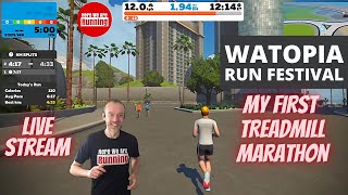 LIVE STREAM | MY FIRST TREADMILL MARATHON Part 2 | Watopia Run Festival