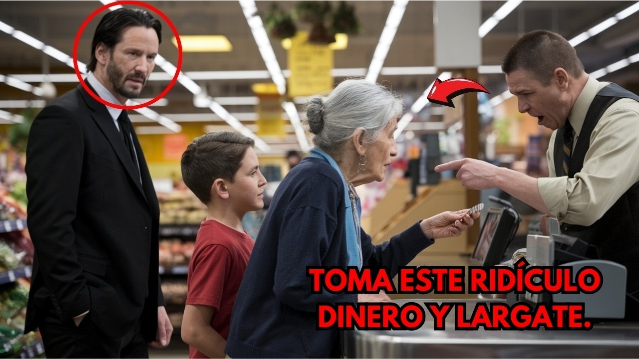 Empleado humilla a anciana por pagar con monedas, sin saber que Keanu Reeves está detrás en la fila.