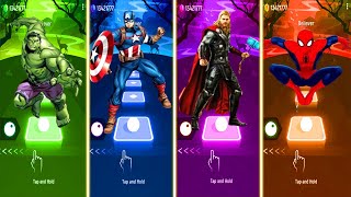 Hulk 🆚 Captain America 🆚 Thor 🆚 Spiderman | Marvel Heroes | Tiles Hop Fun Ball
