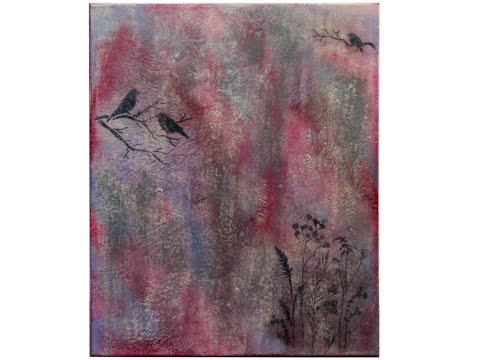 Acryl, abstrakte Malerei, Vögel, Vogel, Grunge Effekt, Leinwand, Dark Art, Struktur