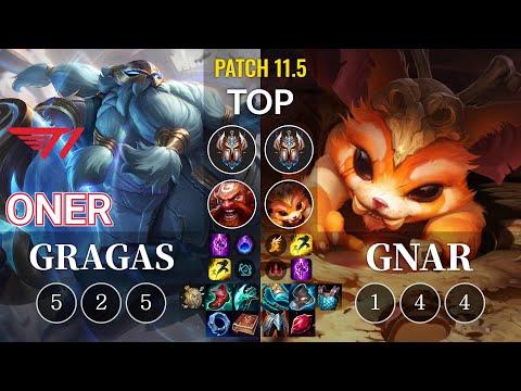 T1 Oner Gragas vs Gnar Top - KR Patch 11.5