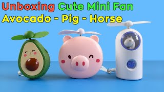 Cute Mini Fan Portable - Avocado, Pig And Horse | Unboxing