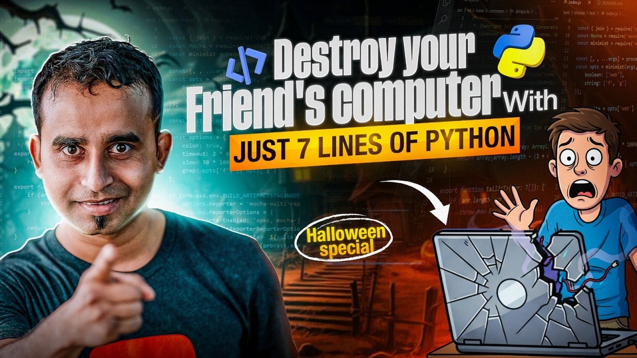 Destroy Friends Computer Using 7 Lines of Python Code || Halloween Prank On Friend || Scare A Friend
