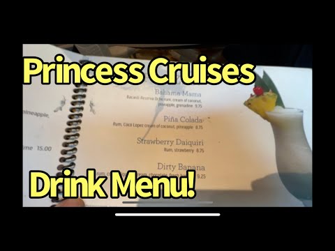 Princess Cruise Line Drink and Bar Menu with prices for the cocktail and wine list