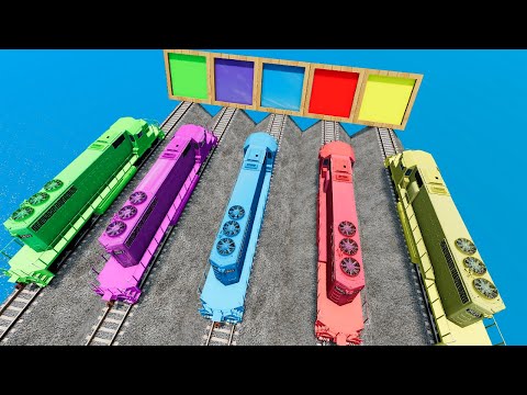 Trains vs Colors Pool - Train vs Portal Trap - BeamNG #86