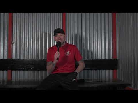 Lee Bircham reacts to reaching the Dudley Latham Cup Final after beating a tough Dunstable Town side