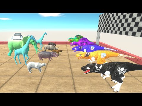 VENOM T REX SPEED RACE CHAMPIONSHIP SUPER HERO DINOSAURS DEATH FALL - Animal Revolt Battle Simulator