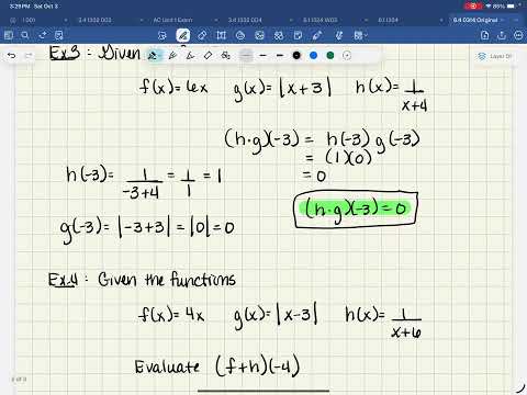 Section 6.4 - Combination, Composition of Functions, Inverse Functions - Part 1 - Questions 1 - 10