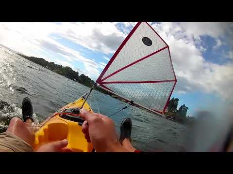 0.8 Footloose, Flat Earth Kayak Sail, wind: 21 knots, Oslo Fjord, 22 aug