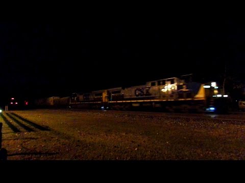 CSX Freight Train Through The Night Folkston Georgia
