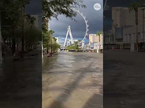 See Las Vegas streets become rivers inundated by Tropical Storm Rachel's rain