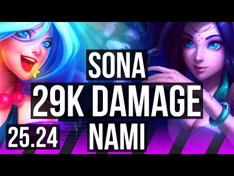 SONA & Yunara vs NAMI & Smolder (SUP) | Good KDA: 12/1/18, 29K damage | BR Grandmaster | 25.24