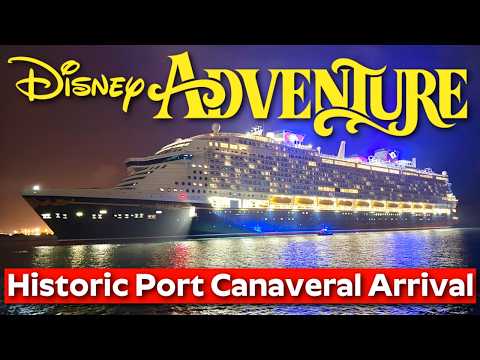 DISNEY ADVENTURE SAILS INTO PORT CANAVERAL!  FULL Arrival & Terminal 8 Docking! Journey To Singapore