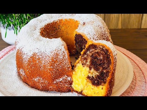 With secret ingredient! How to bake juicy marble cake - simple, quick recipe