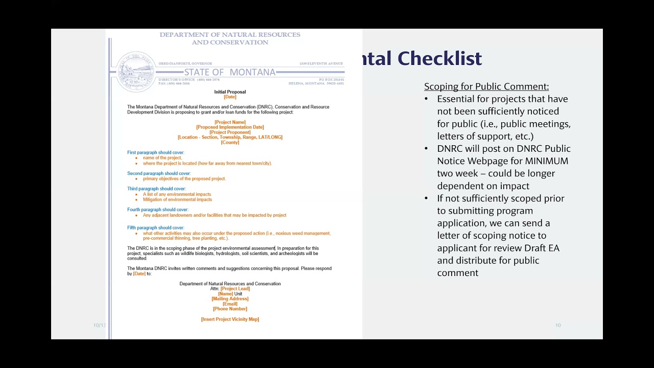 Preparing DNRC's Environmental Checklist
