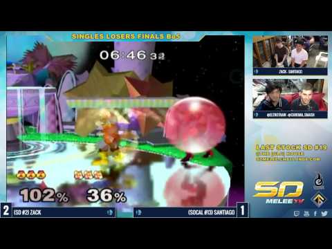 Last Stock SD #19 - Zack (Sheik) vs Santiago (Marth) - SSBM Losers Finals - Part (2/2)