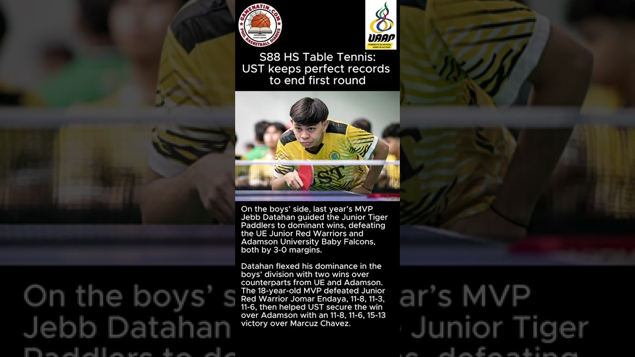 UAAP High School Table Tennis: UST unbeaten after first round of high school table tennis