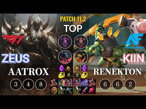 T1 Zeus Aatrox vs AF Kiin Renekton Top - KR Patch 11.2
