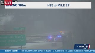 Crash blocks 2 lanes of I-85 South in Gaston County during ice storm | Weather Impact Alert