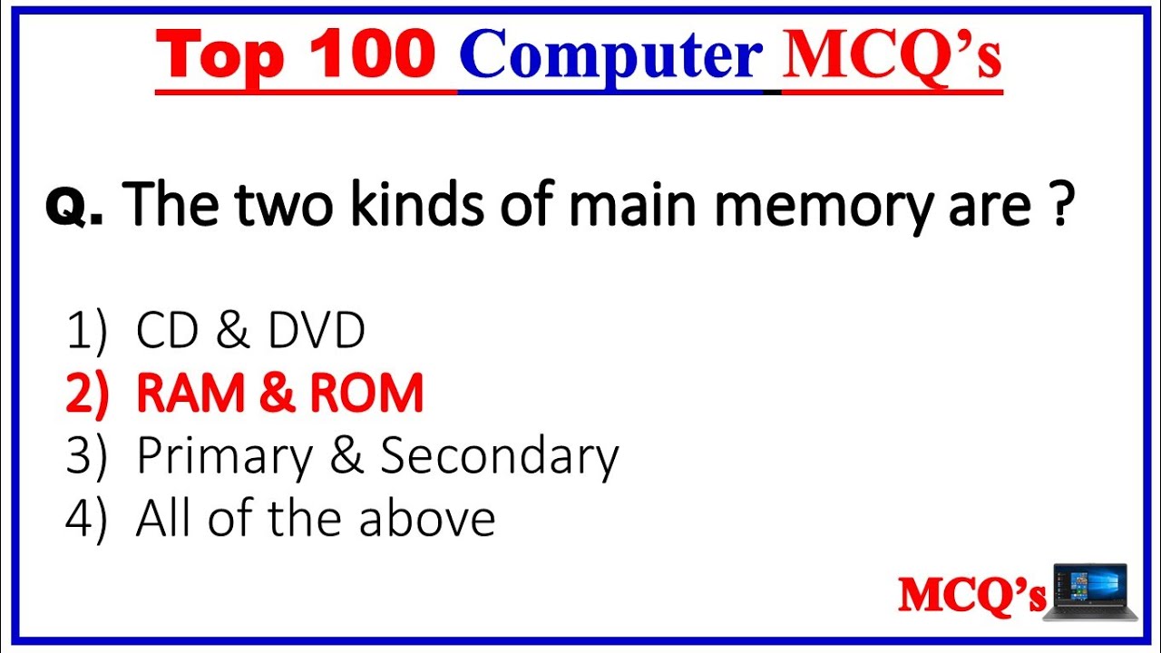 Watch video Top 100 Computer Fundamental MCQ | computer fundamental mcq questions with answers Now Top 100 Computer Fundamental MCQ | computer fundamental mcq questions with answers