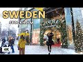 4K Sweden Snow Walk 🇸🇪🌨️ Elegant Areas of Stockholm | Stureplan | Östermalm | Sturegallerian