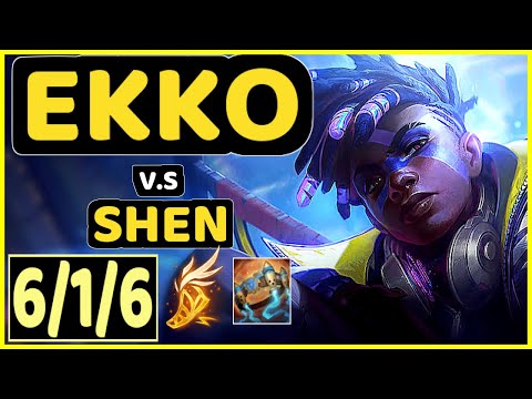 BROKEN BLADE (EKKO) vs SHEN - 6/1/6 KDA TOP CHALLENGER GAMEPLAY - EUW