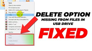 Fix Delete Option Missing From Files In USB Drive | Can