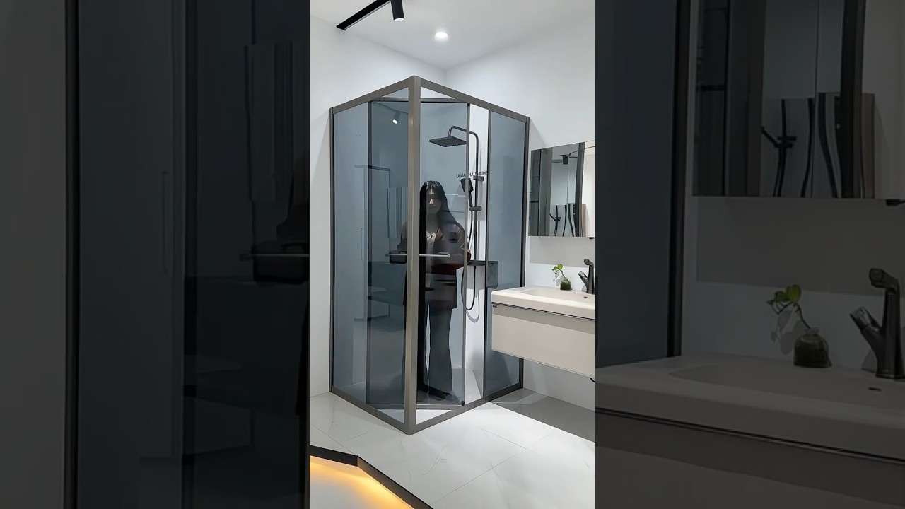 Right-Angle Shower Enclosure#doors #interiordesign #windows #slidingdoors #aluminium #bathroom