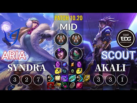 CGA Aria Syndra vs EDG Scout Akali Mid - KR Patch 10.20