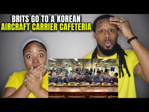 🇰🇷🇬🇧 American Couple Reacts "British Students go to a Korean Aircraft Carrier Cafeteria"