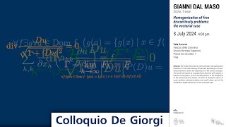 Colloquio De Giorgi - Homogenisation of free discontinuity problems: the vectorial case