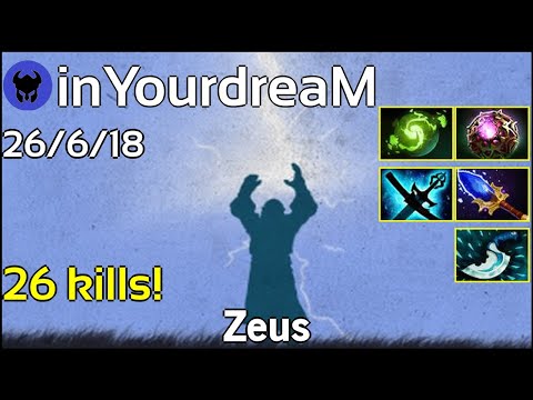 26 kills! inYourdreaM [EVOS] plays Zeus!!! Dota 2 7.22