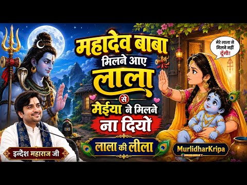 भोले बाबा मिलने आये लाला से तो मैया ने मिलने नहीं दिया,लाला की लीला 🙏#indreshjimaharaj #viralvideo 