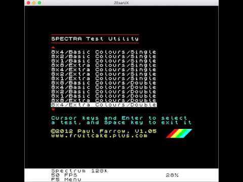 ZEsarUX emulator - running Spectra Test Utility