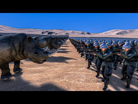 15.000 GERMAN SOLDIERS vs 5.000 RHINOS - Ultimate Epic Battle Simulator UEBS