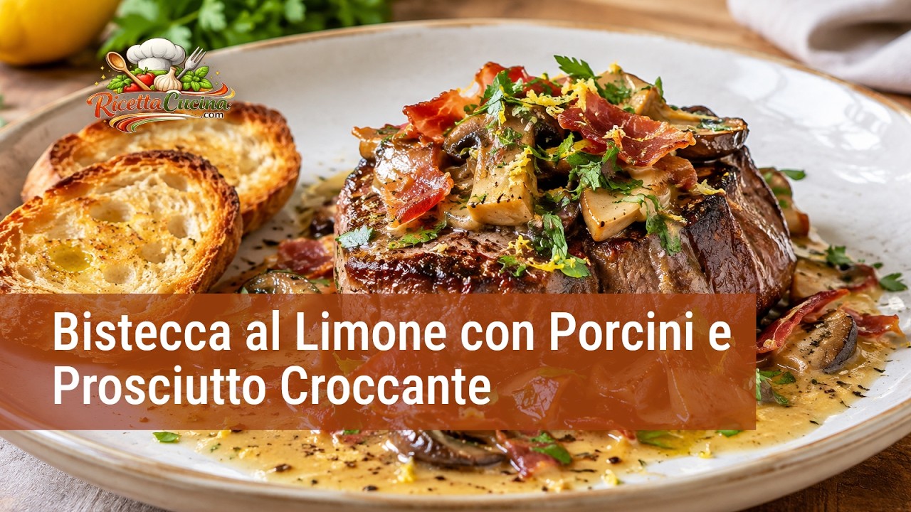 Anteprima video di Video Ricetta Bistecche al Limone con Porcini e Prosciutto Croccante