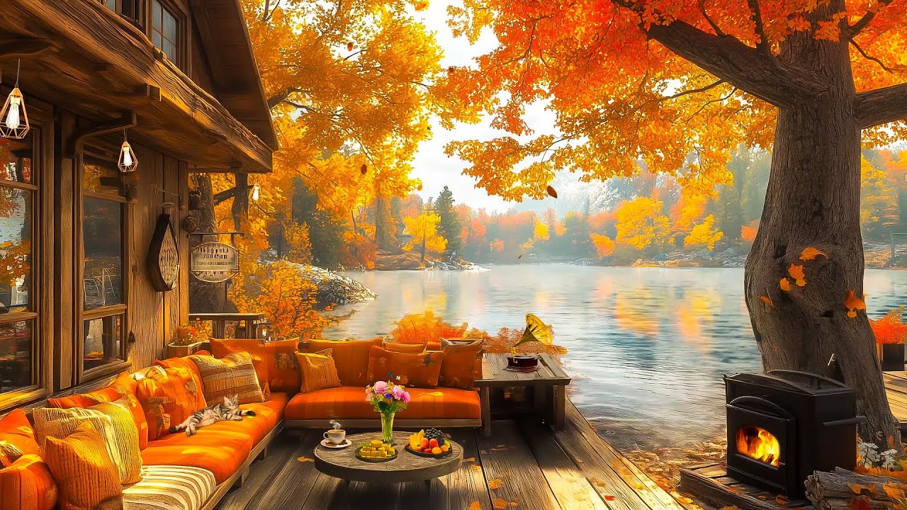 Good Mood Jazz That Make You Feel Peaceful 🍂 Cozy Fall Coffee Shop Lakeside & Relaxing Jazz Music