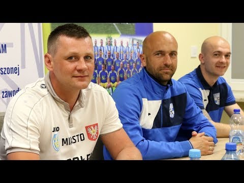 Trenerzy Truszkowski i Mazurkiewicz po meczu Korona Ostrołęka - MKS Przasnysz