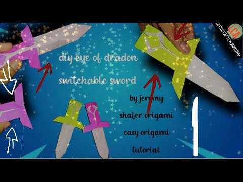 DIY paper origami eye of dragon switchable sword 🗡️ no tape no glue easy
