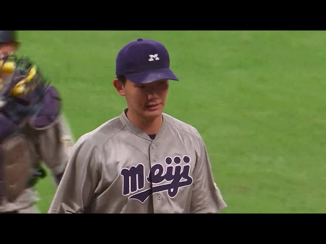 【9回裏】明治大・浅利太門 自身の好フィールディングでアウトを奪い最終回を締める!! 2024年8月31日 北海道日本ハムファイターズ 対 東京六大学選抜チーム