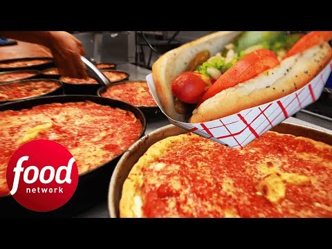The History Of Chicago Style Deep Dish Pizza And Hot Dogs | Bizarre Foods: Delicious Destinations