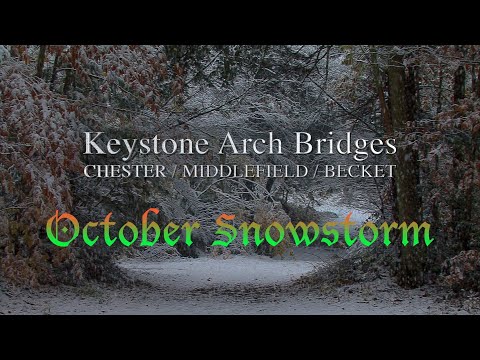 Keystone Arch Bridges in October Snowstorm