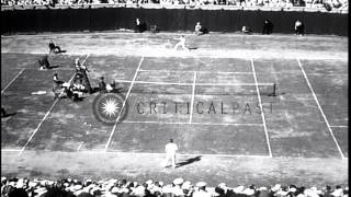Ellsworth Vines defeats George Lott in National Title tennis match at Forest Hill...HD Stock Footage