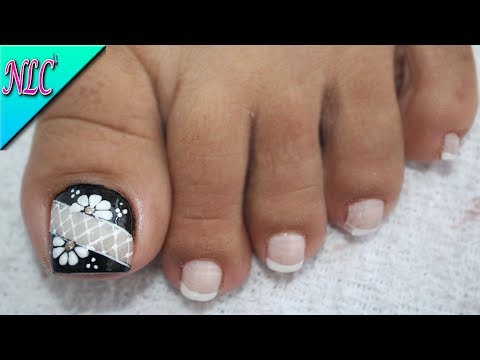 DECORACIÓN DE UÑAS PARA PIES FLOR Y FRANCÉS FÁCIL DE HACER – FLOWERS NAIL ART – NLC