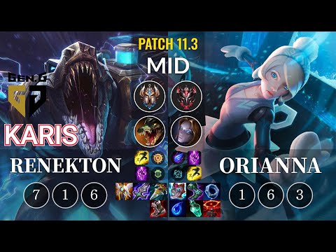 GEN Karis Renekton vs Orianna Mid - KR Patch 11.3